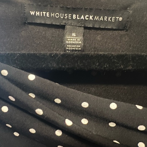 White House Black Market Asymmetrical Neckline Polka Dot Shirt - Picture 4 of 5